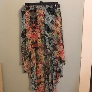 High Low Flower Pattern Skirt